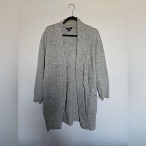 Gray Ribbed Open Cardigan